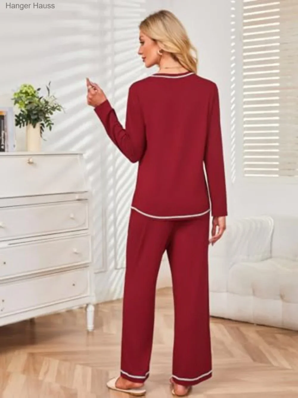 Women's Lounge Set 2 Piece Pajamas Long Sleeve Crewneck with Pockets